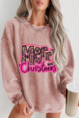 Rosa Sweatshirt mit „Merry Christmas“-Buchstabengrafik
