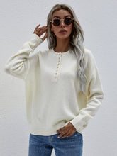 Henley-Pullover mit halben Knöpfen und langen Ärmeln