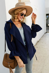Flounce Sleeve Peplum Trench Coat