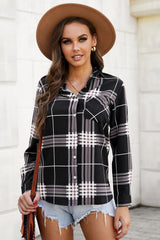 Plaid Button Down Side Slit Shirt