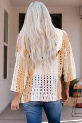 Durchbrochener Kapuzenpullover mit Farbblock