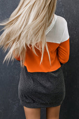 Robe à capuche à cordon de serrage et blocs de couleurs