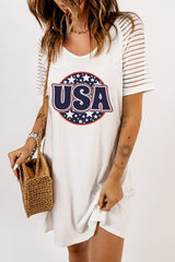 Robe t-shirt à manches rayées transparentes USA