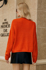 Rib-Knit Dropped Shoulder V-Neck Cardigan
