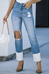 Jean taille haute contrasté et vieilli