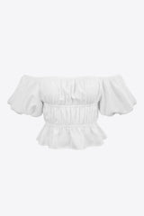 Square Neck Balloon Sleeve Cropped Blouse