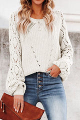 Pull à manches ballon ajourées