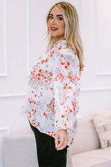Plus Size Bluse mit Blumenmuster und Schleife am Halsausschnitt