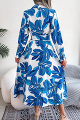 Botanical Print Long Sleeve Shirt Dress