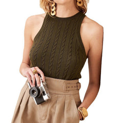 round neck sleeveless pullover knitted undershirt