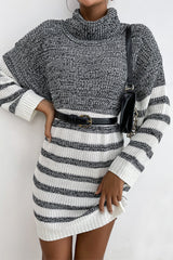 Robe pull à col roulé rayée