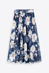 Jupe fleurie taille haute avec lien à la taille