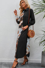 Robe imprimée à manches longues et col