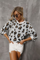 Pull en tricot à épaules tombantes et imprimé animal