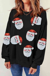 Rundhals-Sweatshirt mit Pailletten und Weihnachtsmann-Patch