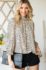 Bluse mit Rüschenkragen und Volantärmeln im Animalprint