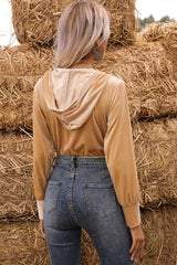 Body à capuche zippé contrasté