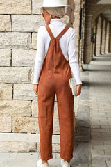 Salopette à boutons décoratifs en velours côtelé