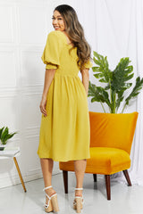 ODDI Full Size Love Youever Square Neck Midi Dress