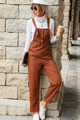 Salopette à boutons décoratifs en velours côtelé