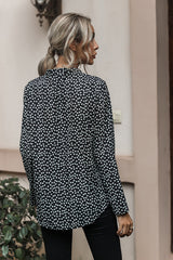 Floral Curved Hem Long Sleeve Blouse