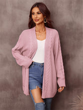Warmer, langer Cardigan aus gemischtem Strick mit offener Vorderseite für den Herbst
