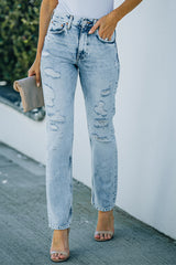 Distressed-Jeans im Acid-Wash-Look mit Taschen