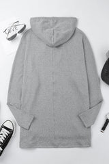 Drawstring Detail High-Low Hem Hoodie