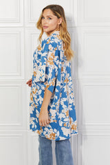 Kimono fleuri Justin Taylor Time To Grow en chambray