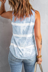 Henley-Tanktop mit U-Ausschnitt und Batikmuster