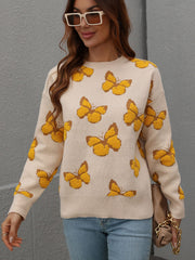 Pullover mit Schmetterlings-Print und überschnittener Schulterpartie