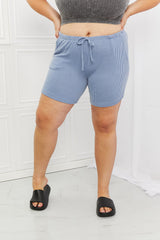 Blumin Apparel – Too Good – Gerippte Shorts in voller Größe in Nebelblau