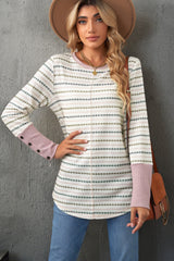 Haut boutonné en tricot gaufré imprimé