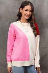 Pullover mit Farbblockdesign, gerippten Bündchen und überschnittener Schulter