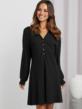 Johnny Collar Half Button Waffle Knit Dress