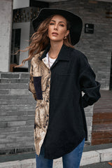 Two-Tone Spliced Button Down Pocket Shirt