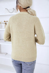 Scarf Detail Dropped Shoulder Knit Pullover