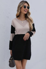 Robe mini-pull à blocs de couleurs