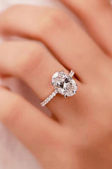 Platinum-Plated Side Stone 2 Carat Moissanite Ring
