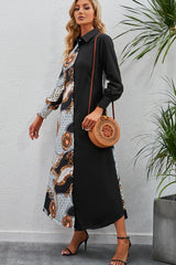 Robe imprimée à manches longues et col