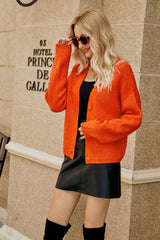 Rib-Knit Dropped Shoulder V-Neck Cardigan