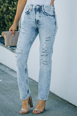 Distressed-Jeans im Acid-Wash-Look mit Taschen