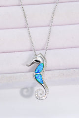 Opal Seepferdchen 925 Sterling Silber Halskette