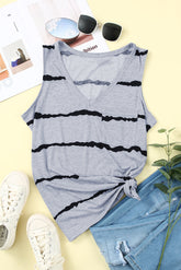 Tie-Dye-Tanktop mit V-Ausschnitt