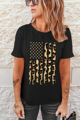 Stars Stripes Graphic Round Neck Tee