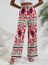 Bedruckte High-Rise-Hose mit weitem Bein