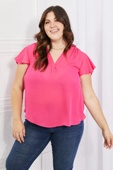 Haut court à manches volantées taille réelle Sew In Love Just You en rose vif