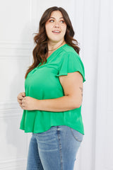 Haut court à manches volantées taille réelle Sew In Love Just You en vert