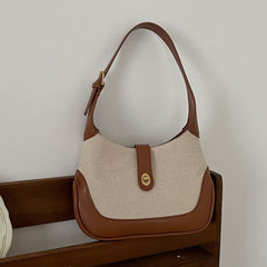 Schultertasche aus kontrastierendem Canvas