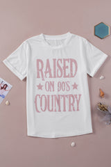RAISED ON 90'S COUNTRY Graphic Round Neck Tee